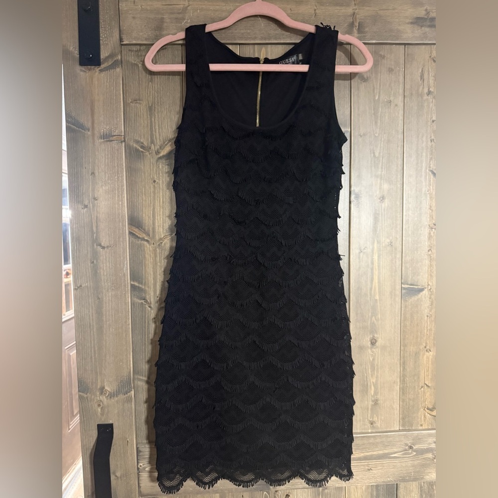 GUESS Los Angeles Black Fringe Bodycon Dress Women’s Size 4 | Cocktail Party